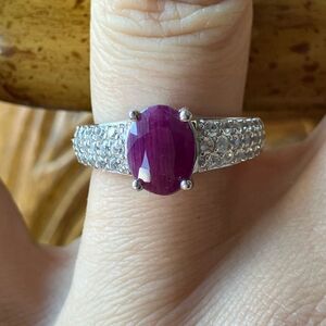 Genuine Ruby Sterling Silver Ring Size 6